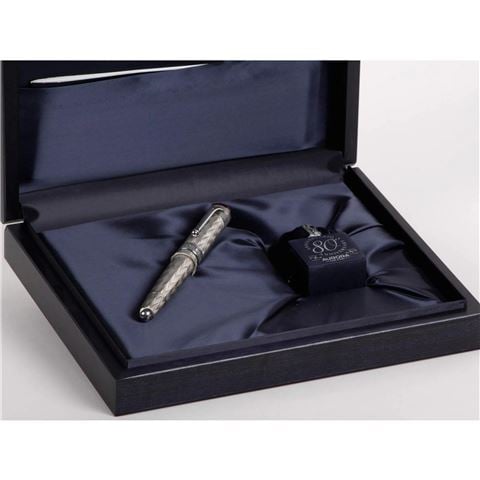 Aurora - L.E. 80th Anniversary Sterling Silver Fountain Pen w/18k Med Nib/Ink