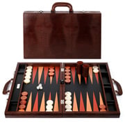 Renzo - Thesius Leather Backgammon Briefcase Brown