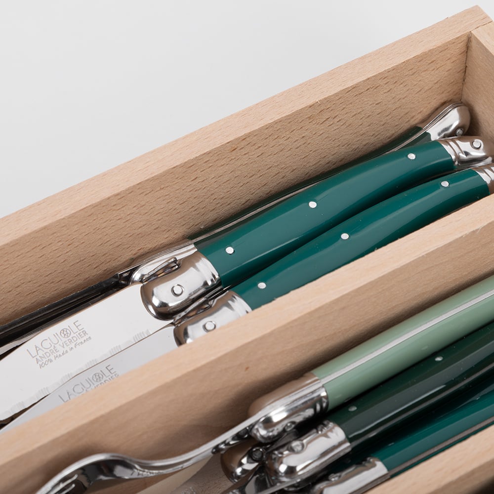 Laguiole Debutante Cutlery Forest Green Set of 24pce Peter's of Kensington