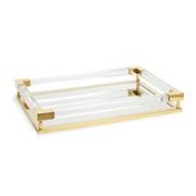 Jonathan Adler - Jacques Tray Acrylic & Brass Large Clear