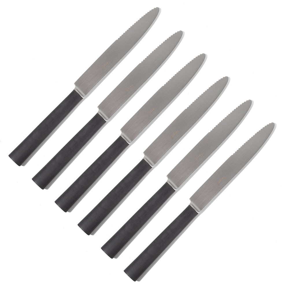 Cutipol Ebony Black/Matte Steel Steak Knife 6pce Set Peter's of