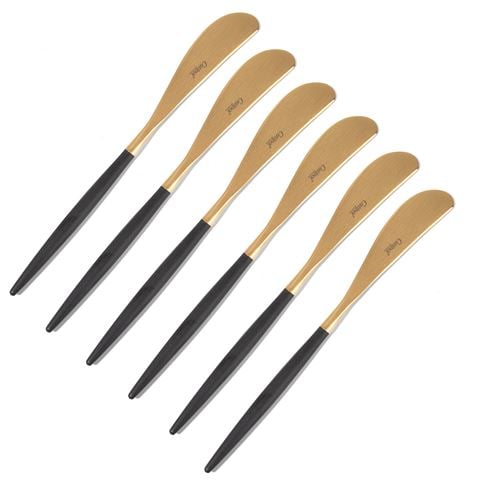 Cutipol - Goa Black/Matte Gold Butter Knife 6pce Set