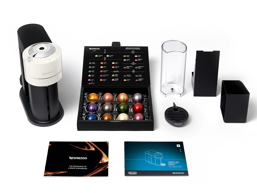 DeLonghi Nespresso Vertuo Next Coffee Machine Aeroccino Peter's of