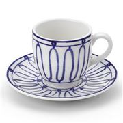 ThemisZ - The Kyma Espresso Cup and Saucer Blue On White