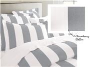 Rans - Oxford Stripe Double Quilt Cover Silver Set 3pce