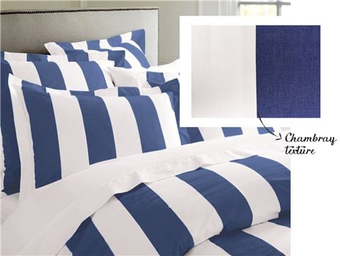 Rans - Oxford Stripe King Quilt Cover Cobalt Blue Set 3pce