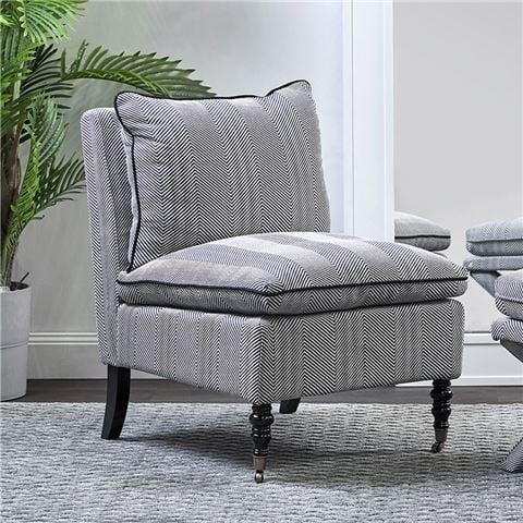 Cafe Lighting Candace Occasional Chair Chevron Blue Linen - Peter's of Kensington