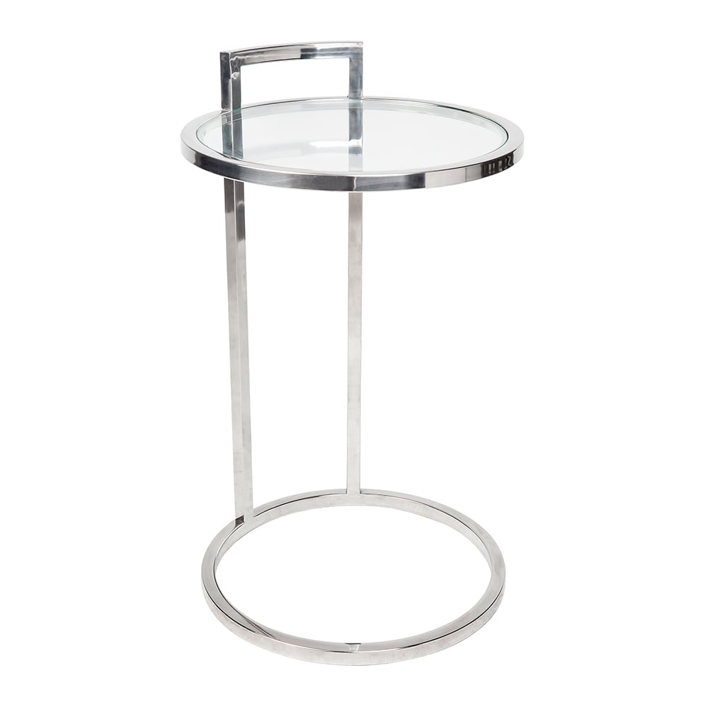 glass and chrome bedside table