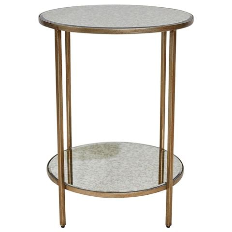 Cafe Lighting - Cocktail Mirrored Side Table Antique Gold