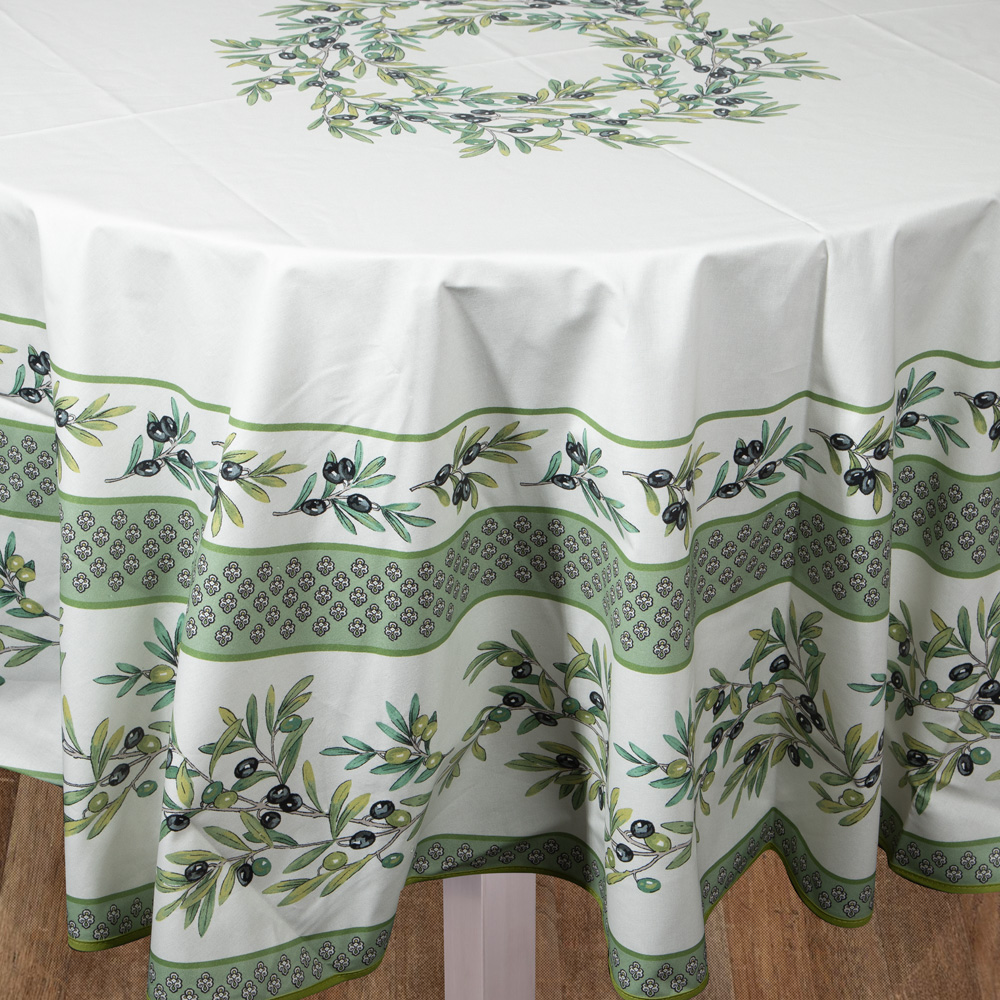 L'Ensoleillade Olive Green Tablecloth Round 175cm Peter's of Kensington