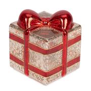 Peter's - Glass Gift Package Ornament Red/Gold 12cm
