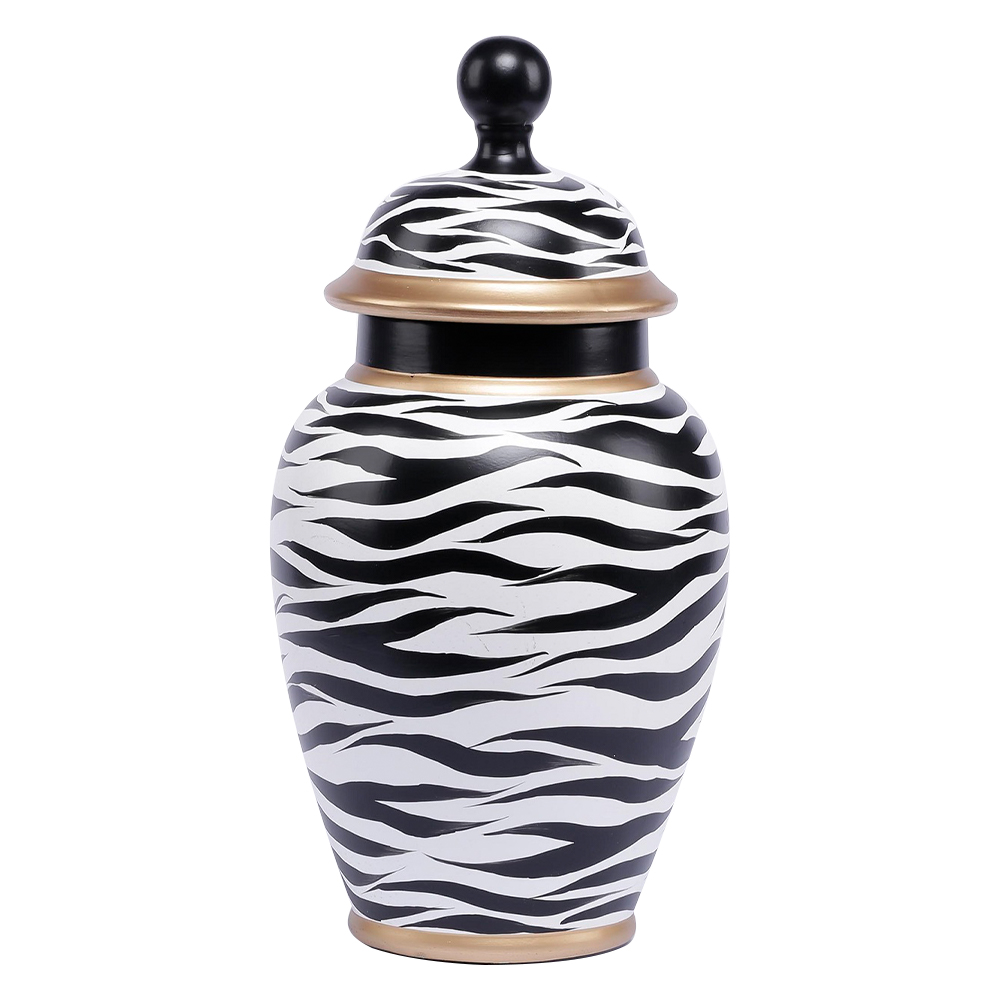 Luxe By Peter's Zebra Pattern Vase w/ Lid 40cm Peter's of Kensington