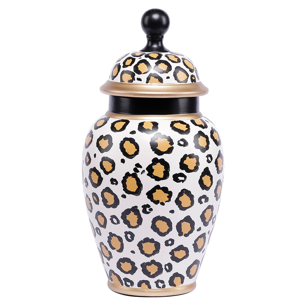 Luxe By Peter's Leopard Pattern Vase w/ Lid 34cm Peter's of Kensington