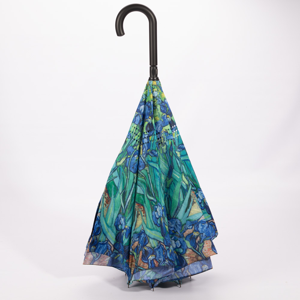 Galleria Reverse Close Umbrella Van Gogh Irises Peter's of Kensington