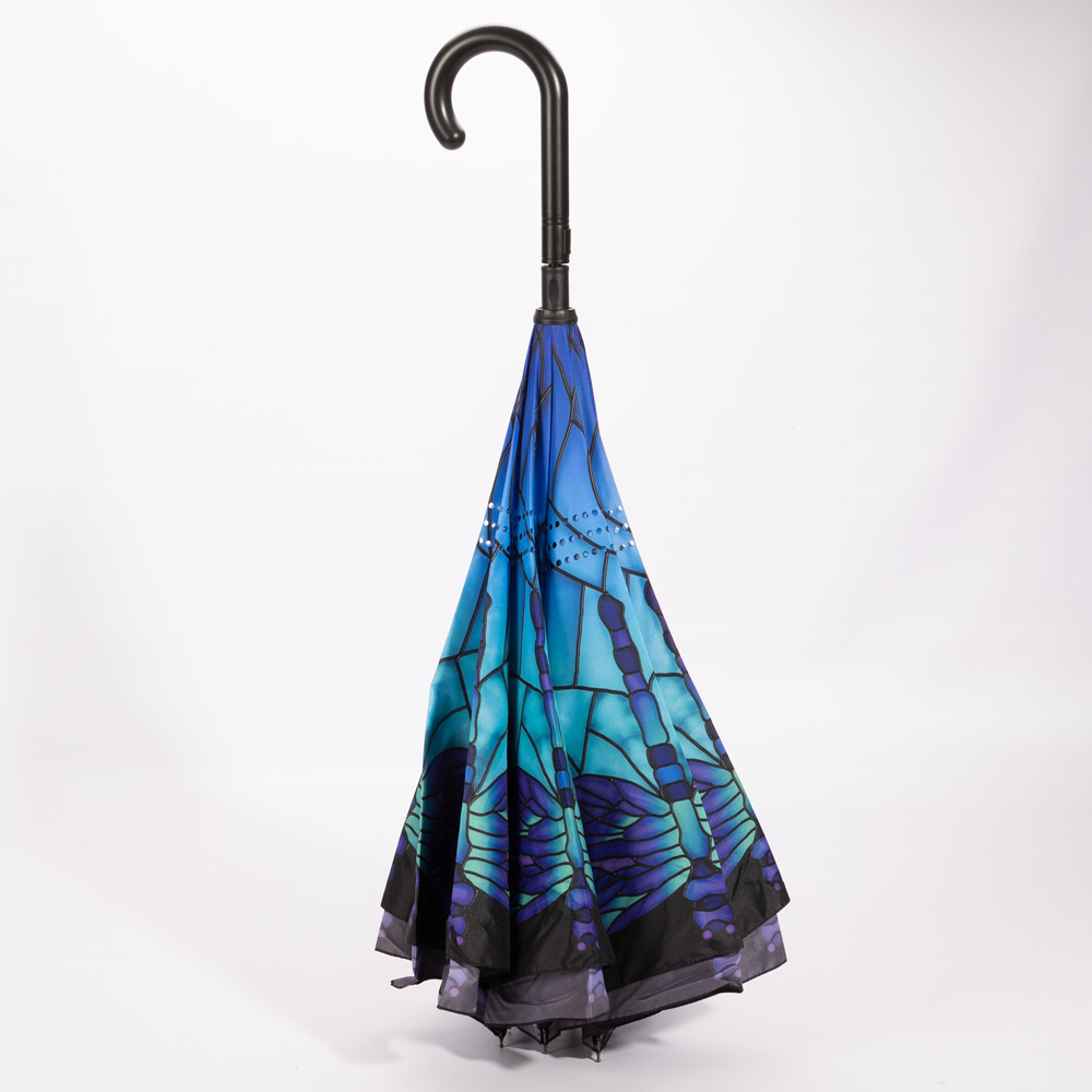 Galleria Reverse Close Umbrella Stained Glass Dragonfly Peter's of
