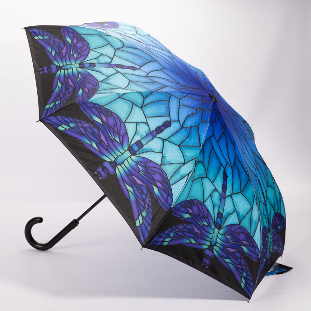 Galleria Reverse Close Umbrella Stained Glass Dragonfly Peter's of