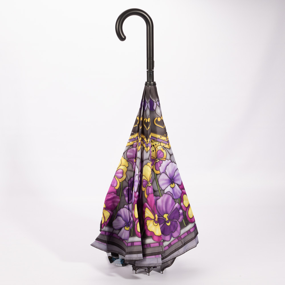 Galleria Reverse Close Umbrella Stained Glass Pansies Peter's of