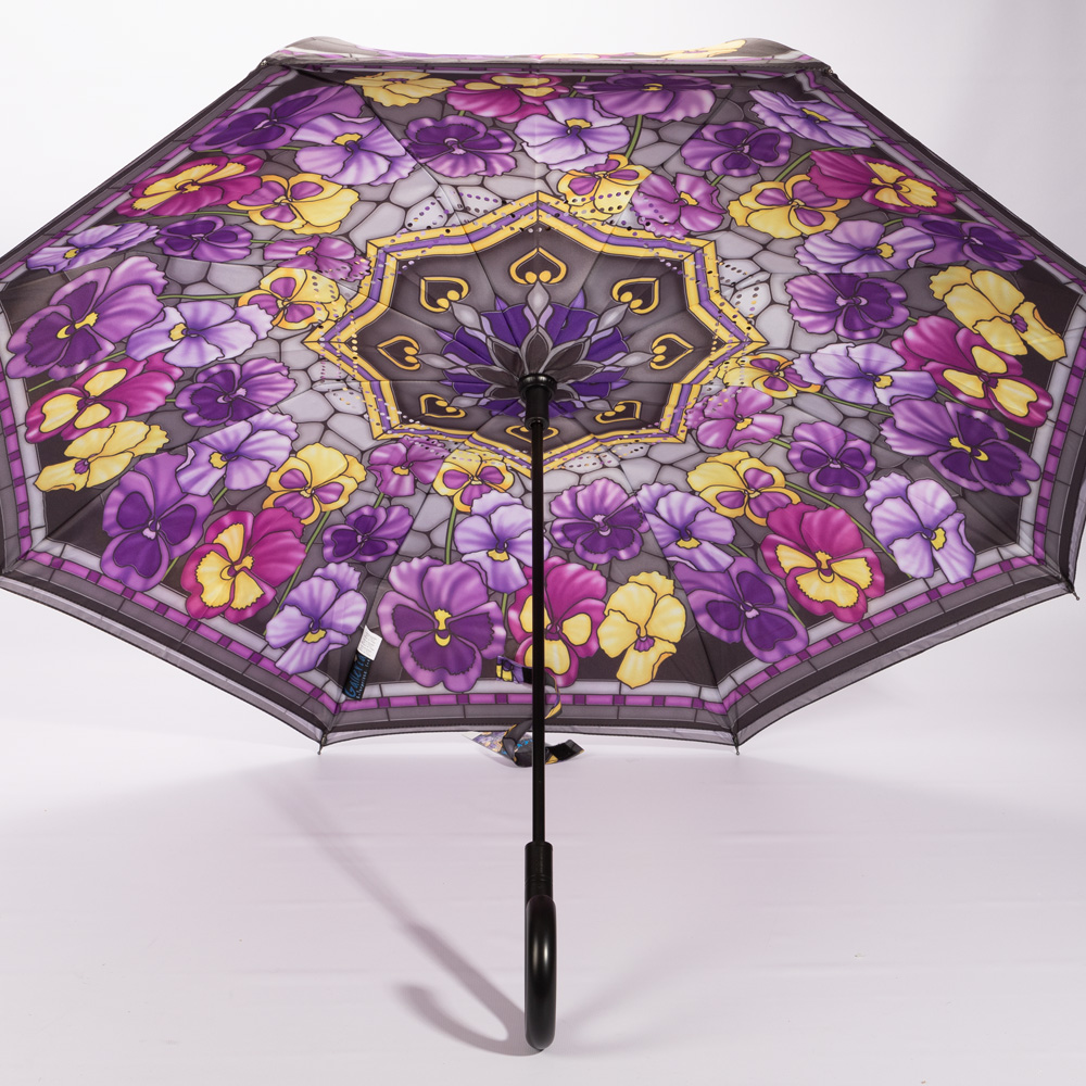 Galleria Reverse Close Umbrella Stained Glass Pansies Peter's of