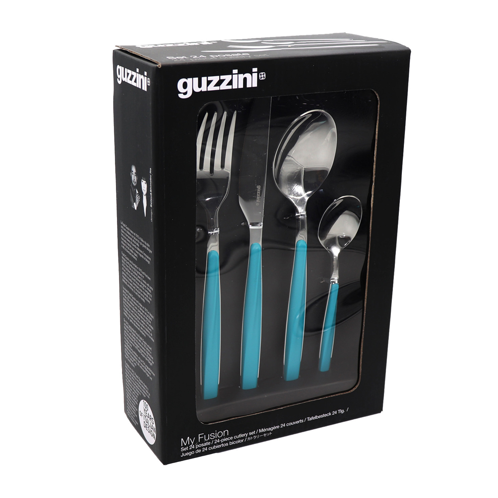 Guzzini My Fusion Cutlery Light Blue Set 24pce Peter's of Kensington