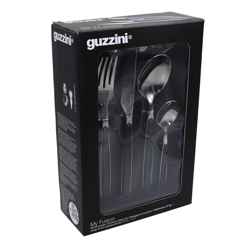 Guzzini - My Fusion Cutlery Black Set 24pce | Peter's of Kensington