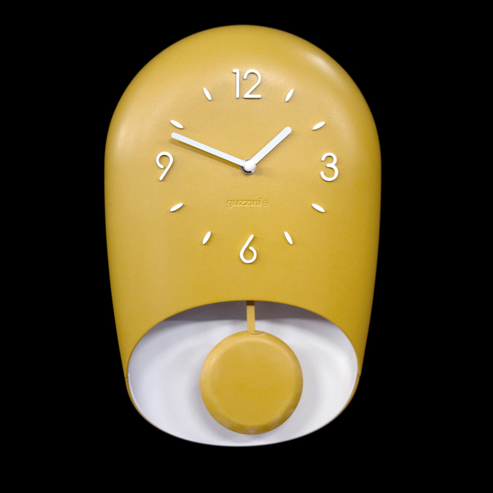 Guzzini Bell Wall Clock With Pendulum Mustard Yellow Peter's of