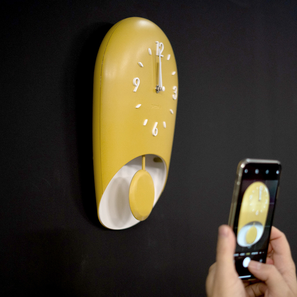 Guzzini Bell Wall Clock With Pendulum Mustard Yellow Peter's of