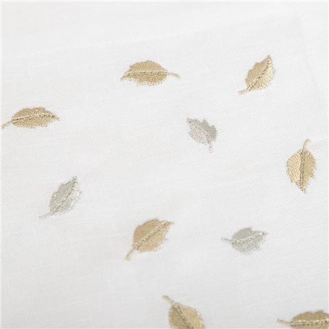 Serenk - Mini Leaves White Linen Placemat Silver/Gld 38x50cm