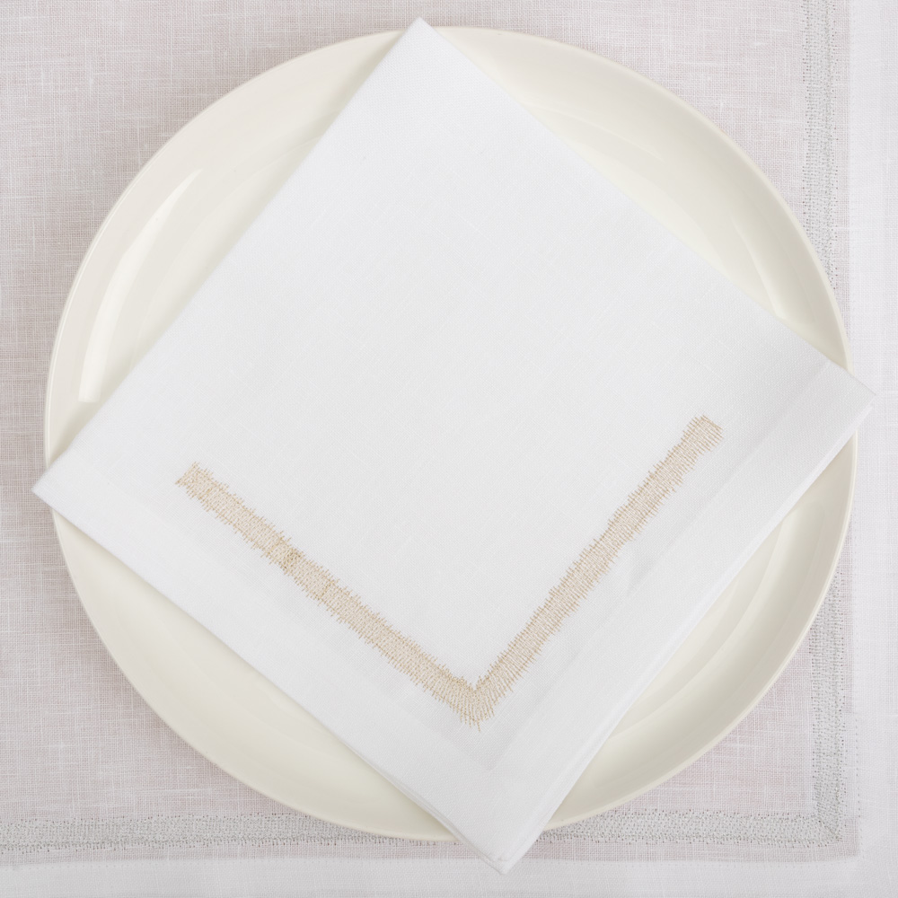 Serenk Metallic Frame Linen Napkin Gold 40x40cm Peter's of Kensington