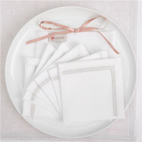 Serenk Metallic Frame Cocktail Napkin Silver Set 6pc - Peter's of Kensington