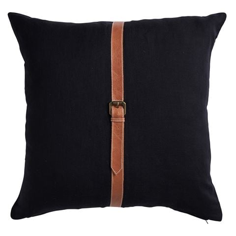 Paloma - Leather Linen Belt Cushion Navy 50x50cm