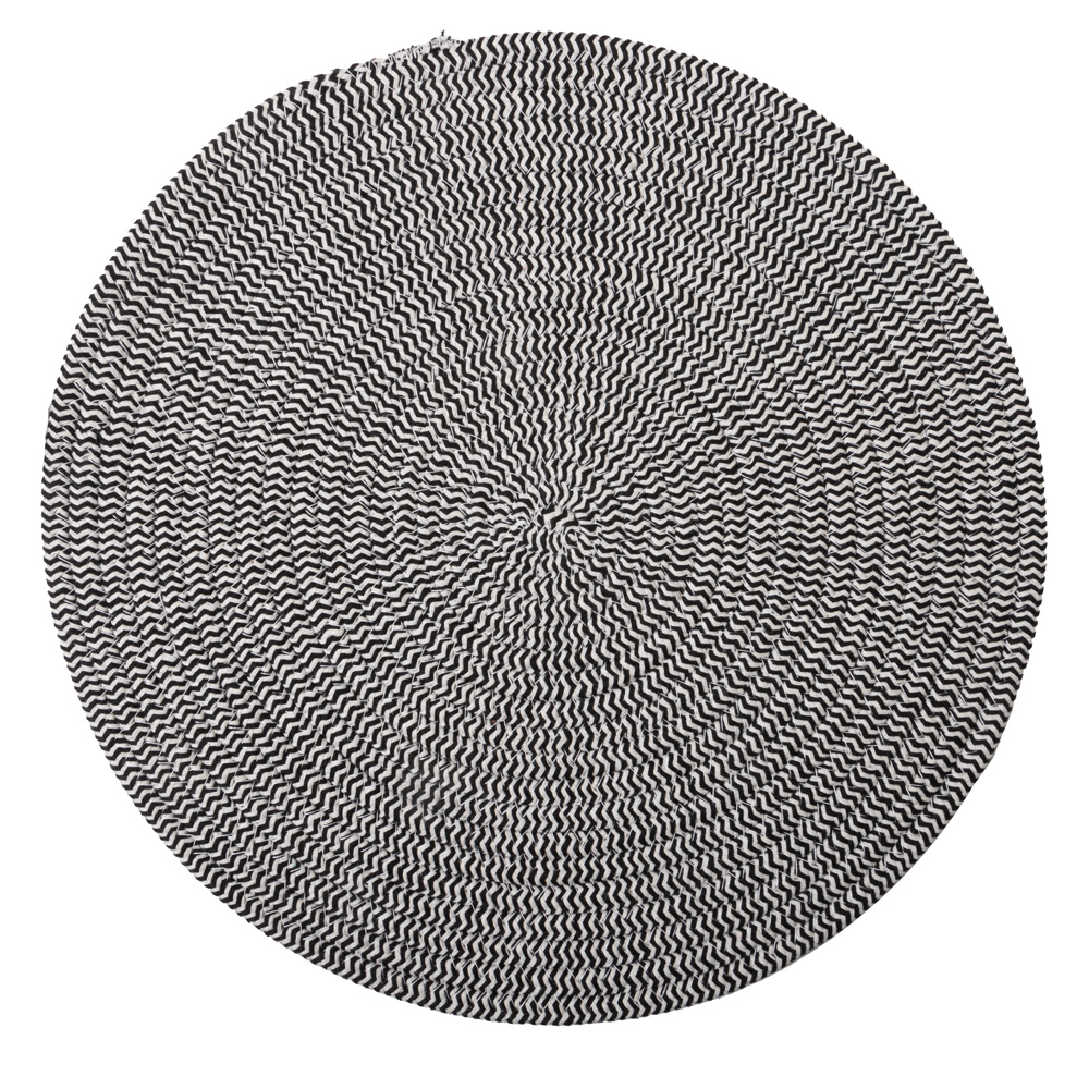 Coastal Home Demi Cotton Placemat Round Black & White 38cm Peter's of Kensington