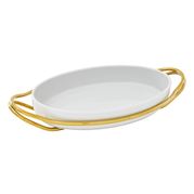 Sambonet - New Living S.S Holder w/Oval Porcelain Gold