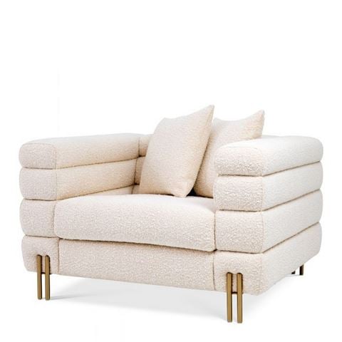 Vandenberg York Chair Cream Bouclé w/Brushed Brass - Peter's of Kensington