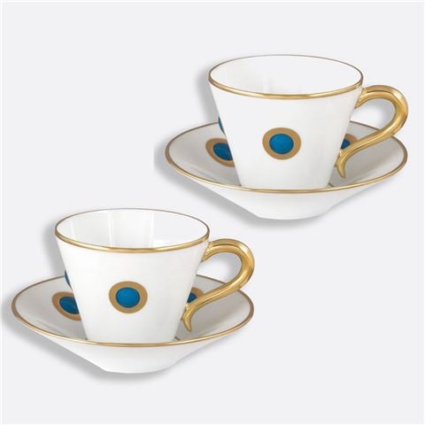 Bernardaud Ithaque Espresso Cup & Saucer Blue 4pce Set - Peter's of Kensington