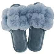 A.Trends - Cosy Luxe Pom Pom Medium/Lge Slippers Dusty Blue