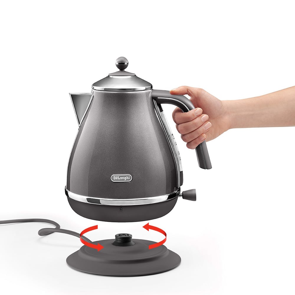 Delonghi Icona Metallics Kettle KBOT2001GY Grey 1.7L Peter's of