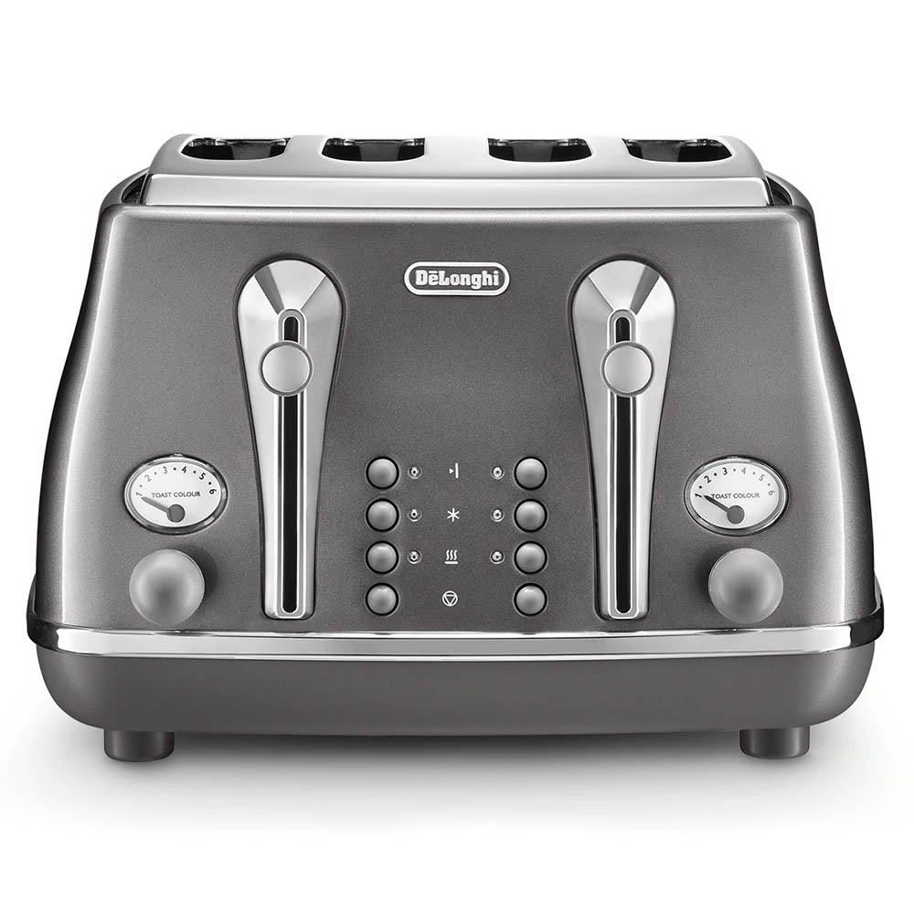 Delonghi Icona Metallics FourSlice Toaster Grey Peter's of Kensington