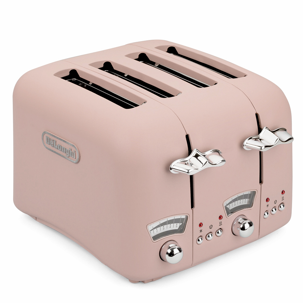 NEW DeLonghi Argento Flora Four Slice Toaster CT04 Pink 8004399762305