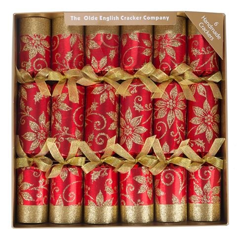 Olde English Cracker Co - Poinsettia Glitter Bonbon Set 6pce