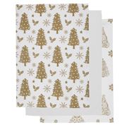 Rans - Christmas Tree Tea Towel Set 3pce Gold