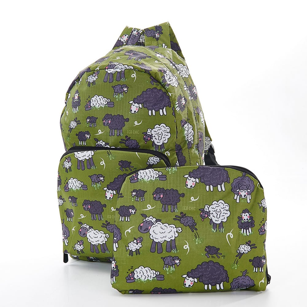 Eco-Chic Foldable Backpack Sheep Green