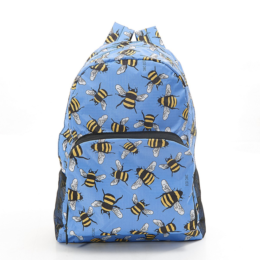 EcoChic Foldable Backpack Bees Blue Peter's of Kensington