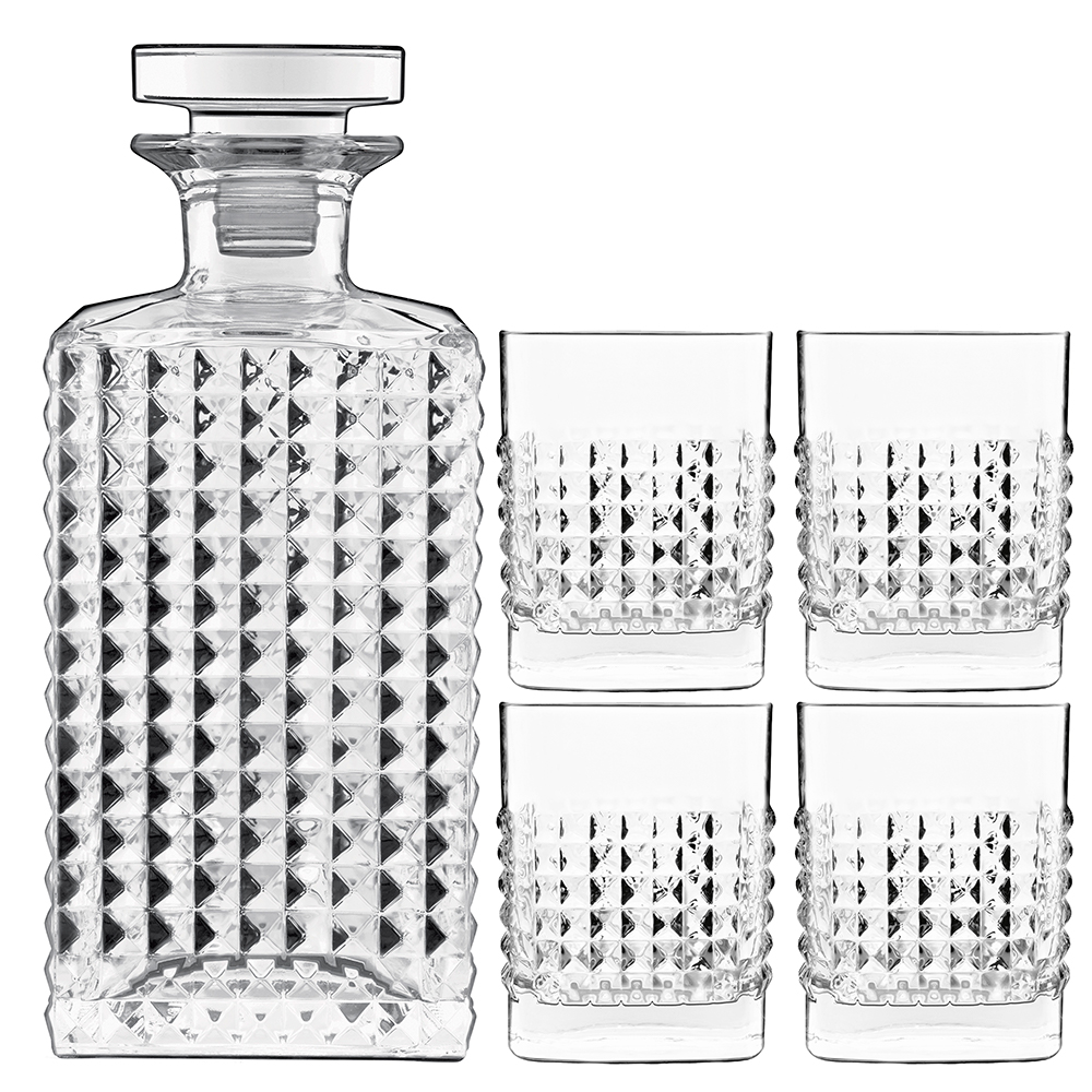 Luigi Bormioli Elixir Spirits Decanter & DOF Tumbler Set - 5 Pieces
