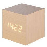 Gingko - Cube Click Clock Maple / Orange LED