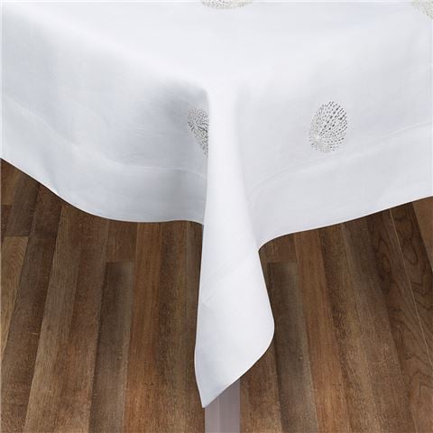 Serenk - Sea Urchin White Linen Tablecloth Silver 160x350cm