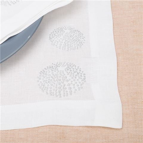 Serenk - Sea Urchin White Linen Placemat Silver 38x50cm