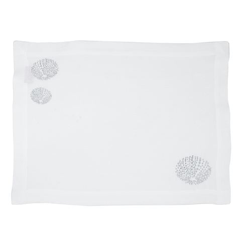 Serenk - Sea Urchin White Linen Placemat Silver 38x50cm