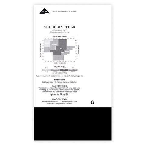 Levante - Suede Matte 50 Denier Soft Opaque Tights Tall Nero