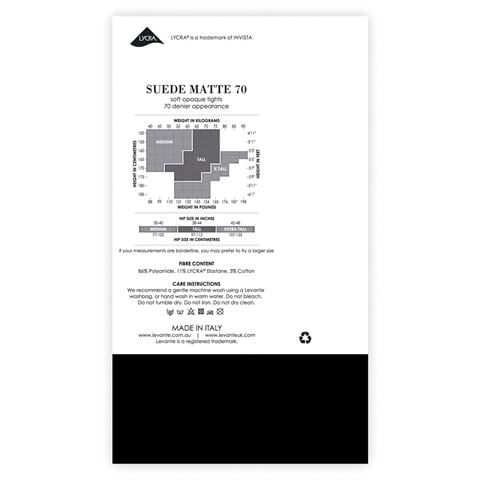 Levante Suede Matte 70 Tights Nero Medium - Peter's of Kensington