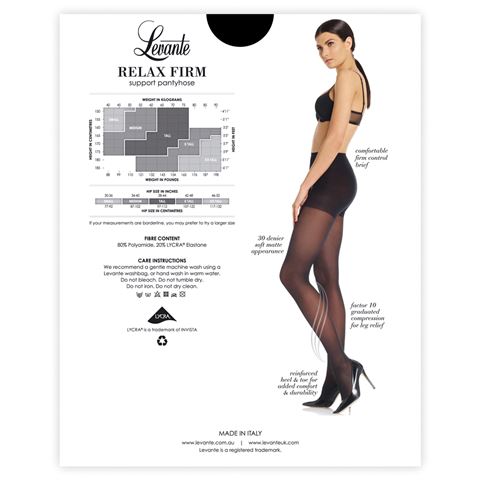 Levante - Relax Firm Support Pantyhose Tall Nero
